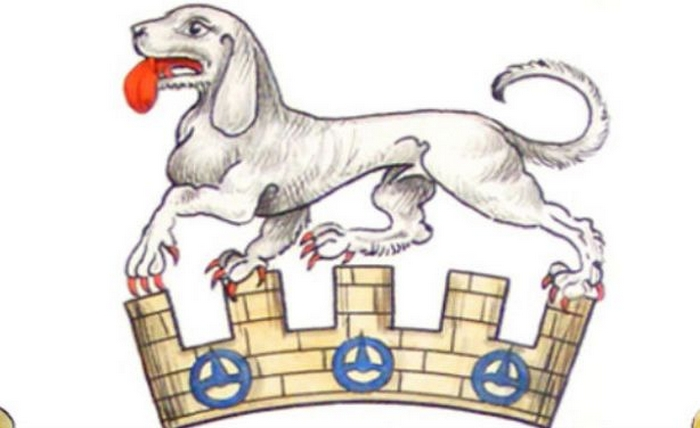 כלב טלבוט מתואר על סמל המדינה