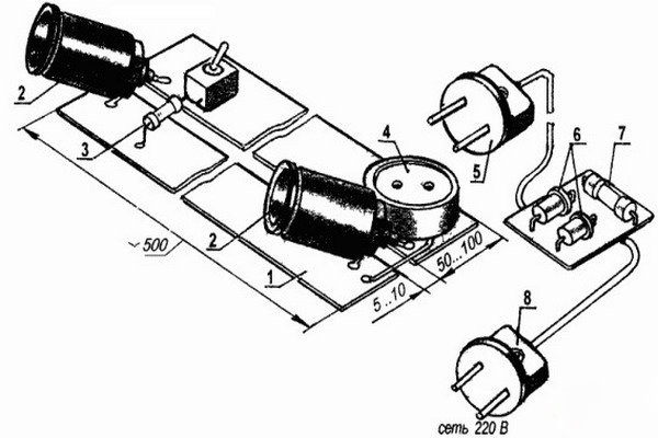תרשים סכמטי של מלכודת חשמלית תוצרת בית