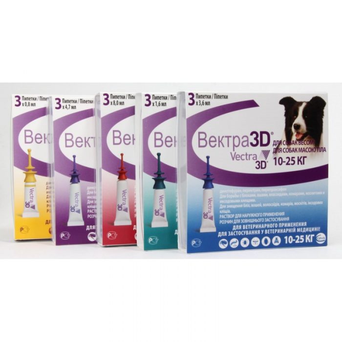 טיפות קוטלי חרקים Vectra 3D לכלבים