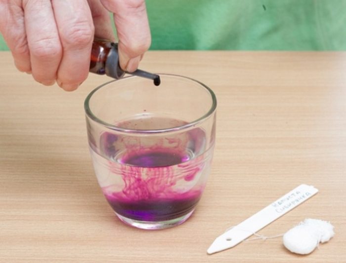 תהליך דילול אשלגן פרמנגנט במים